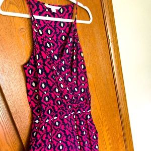 Diane Von Furstenberg Shany Silk Jumpsuit Hot Pink Patterned Size 2